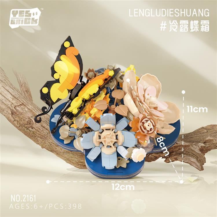 YES BRICK 2161 Butterfly on Flowers – assembled with dimensions