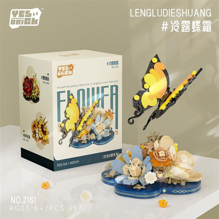 YES BRICK 2161 Butterfly on Flowers – box and assembled model